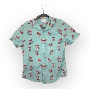 Cactus Man Ricky Singh Flamingo Print Shirt Slim Fit Tropical Resort Medium